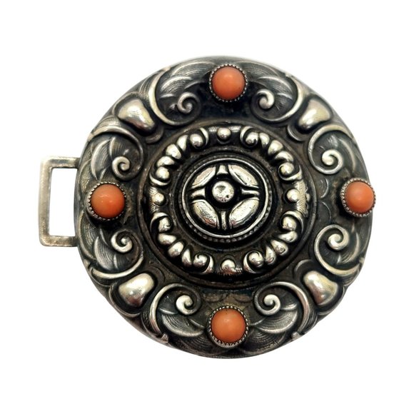 Antique William B Kerr 344 Sterling Silver 2pc Belt Buckle #10982 main image 5